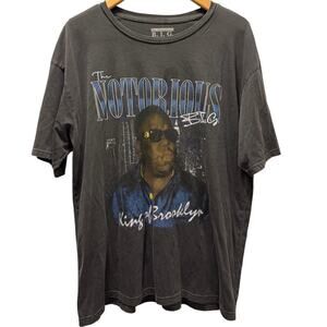 Notorious B.I.G Men's King of Brooklyn Graphic T Shirt Gray Rap Tee L Large